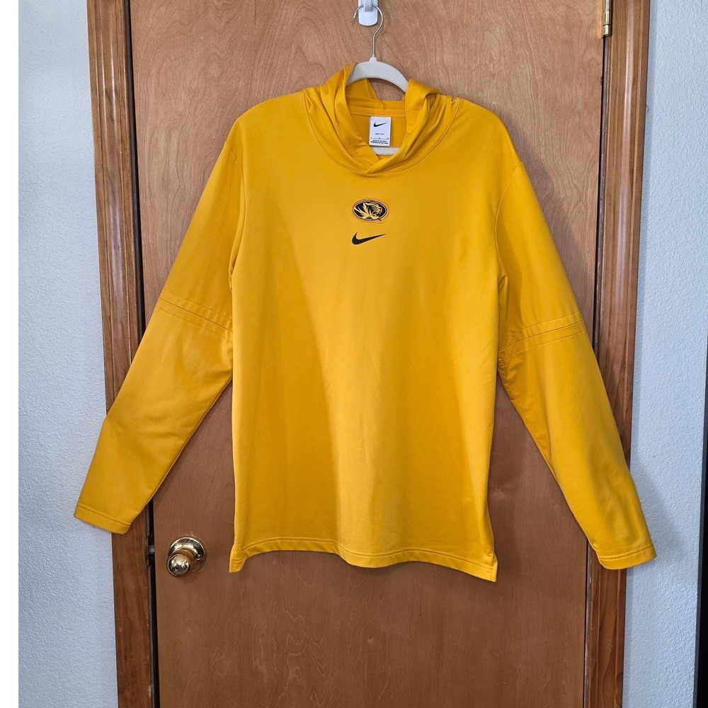 Nike Missouri Tigers Mizzou Dri-FIT Hoodie Mens Large Gold Yellow Long Sleeve